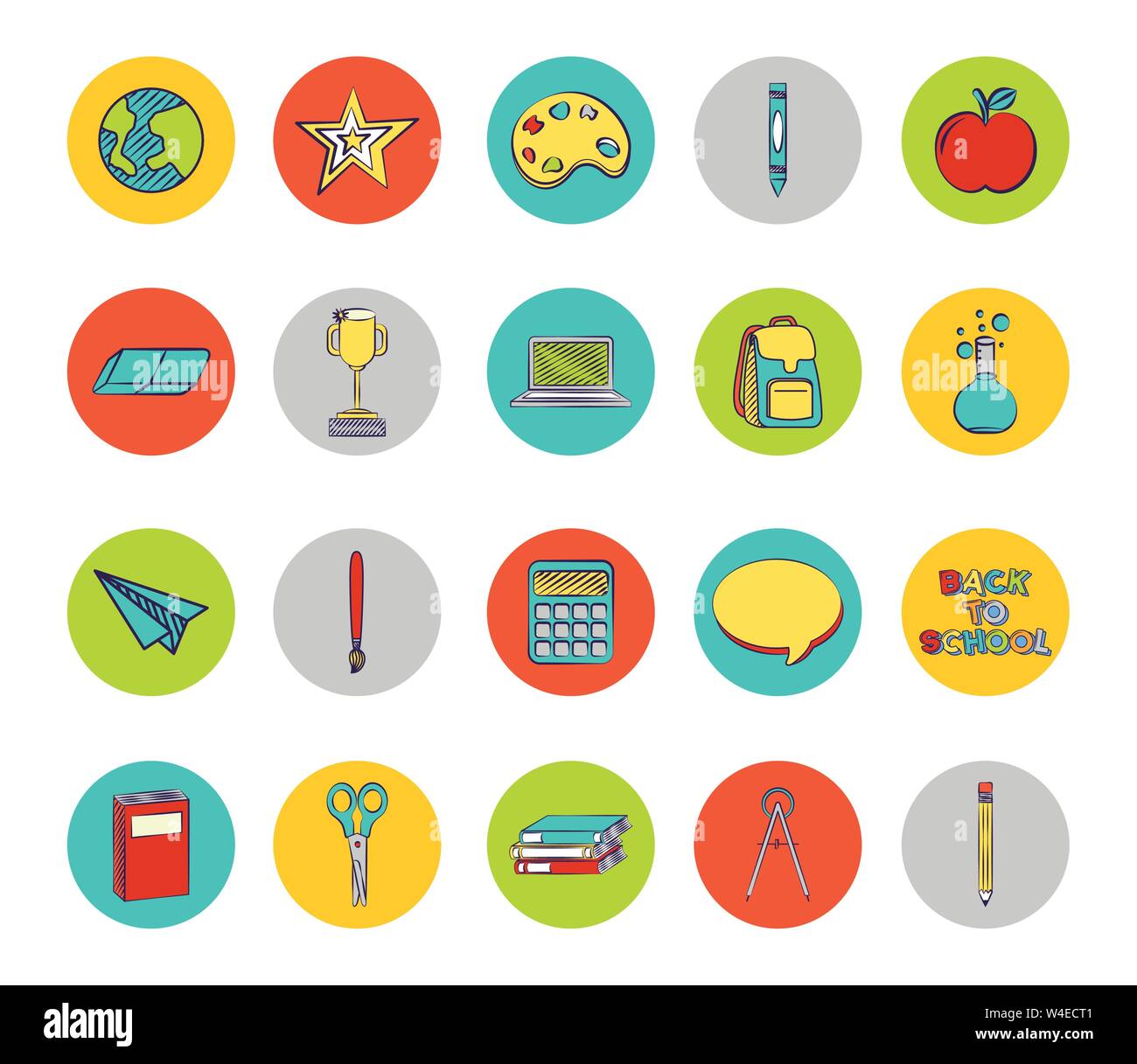 bundle of set colorful back to school icons Stock Vector Image & Art ...