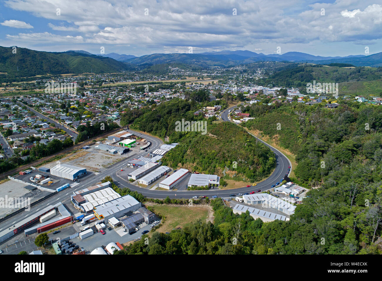 Upper Hutt, Lower North Island, New Zealand - drone aerial Stock Photo