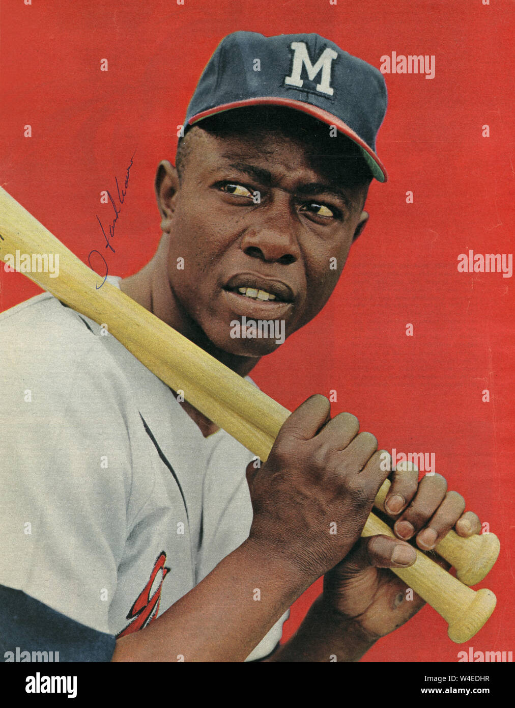 Hall of Fame baseball player Hank Aaron with the Milwaukee Braves in the 1950s and 1960s. Stock Photo