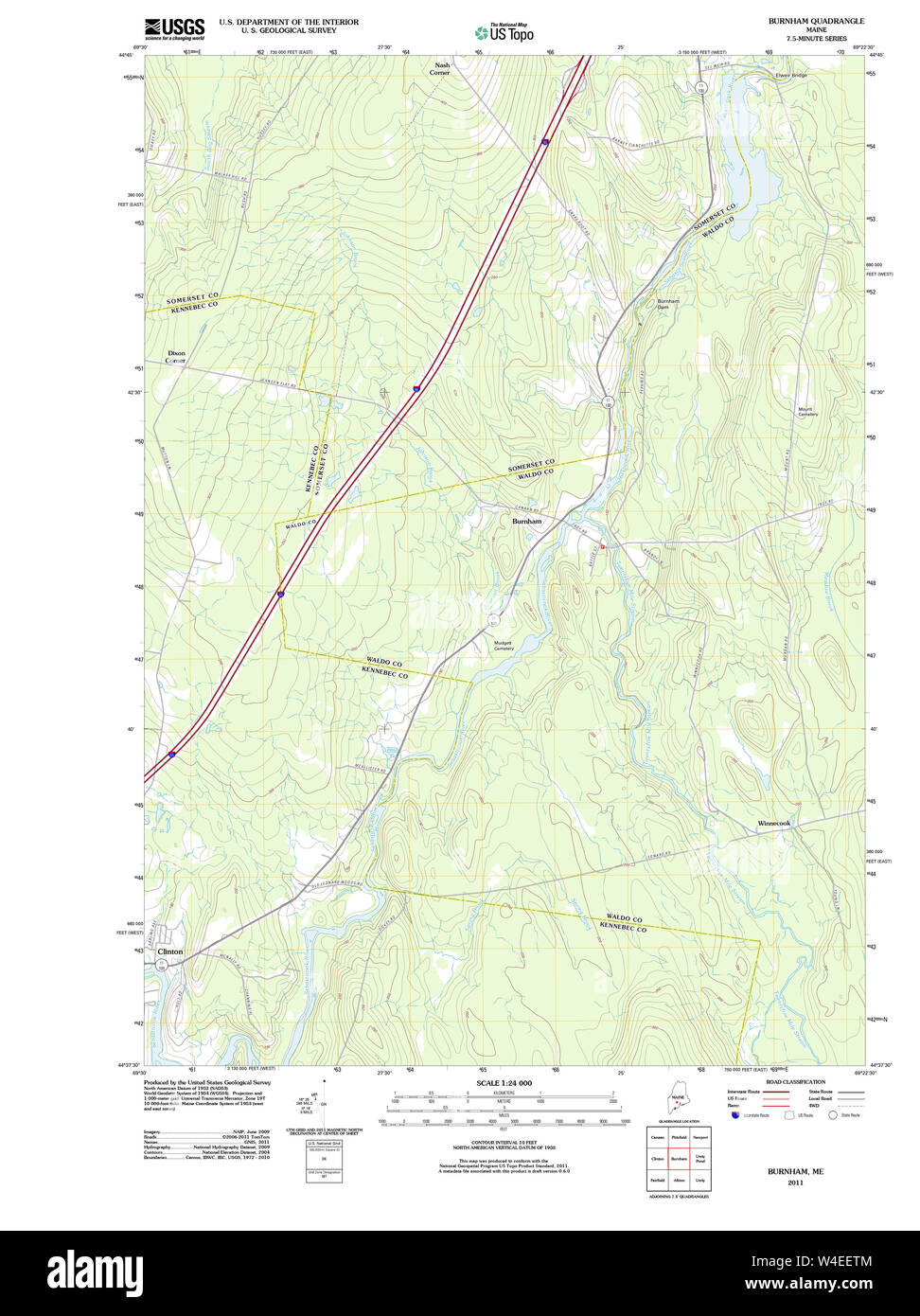 Maine USGS Historical Map Burnham 20110910 TM Restoration Stock Photo