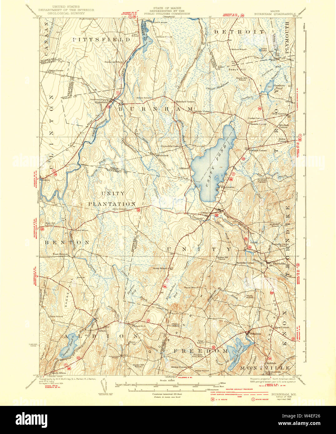 Maine USGS Historical Map Burnham 460272 1926 62500 Restoration Stock
