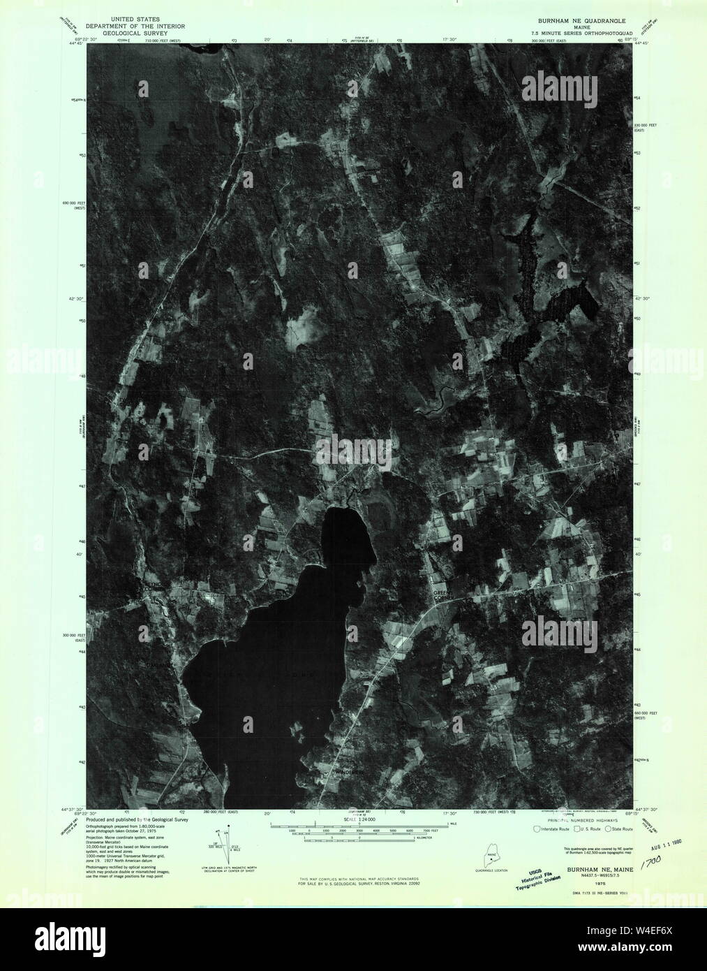 Maine USGS Historical Map Burnham NE 806567 1975 24000 Restoration