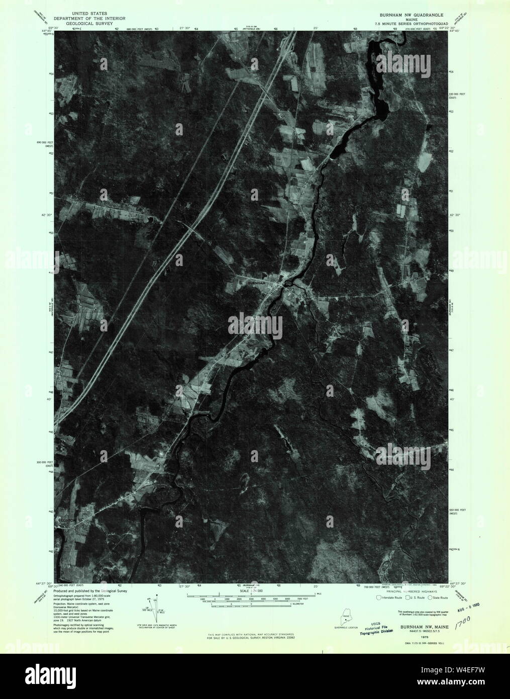 Maine USGS Historical Map Burnham NW 806568 1975 24000 Restoration ...