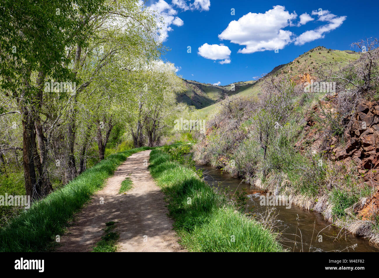 Hikng trail along Clear Creek in Golden, Colorado, USA Stock Photo