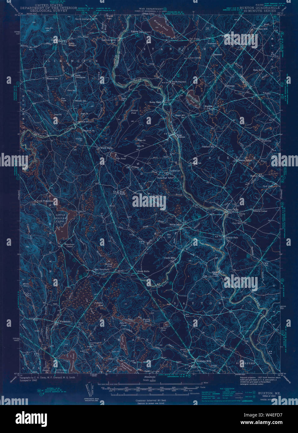 Maine USGS Historical Map Buxton 306505 1944 62500 Inversion