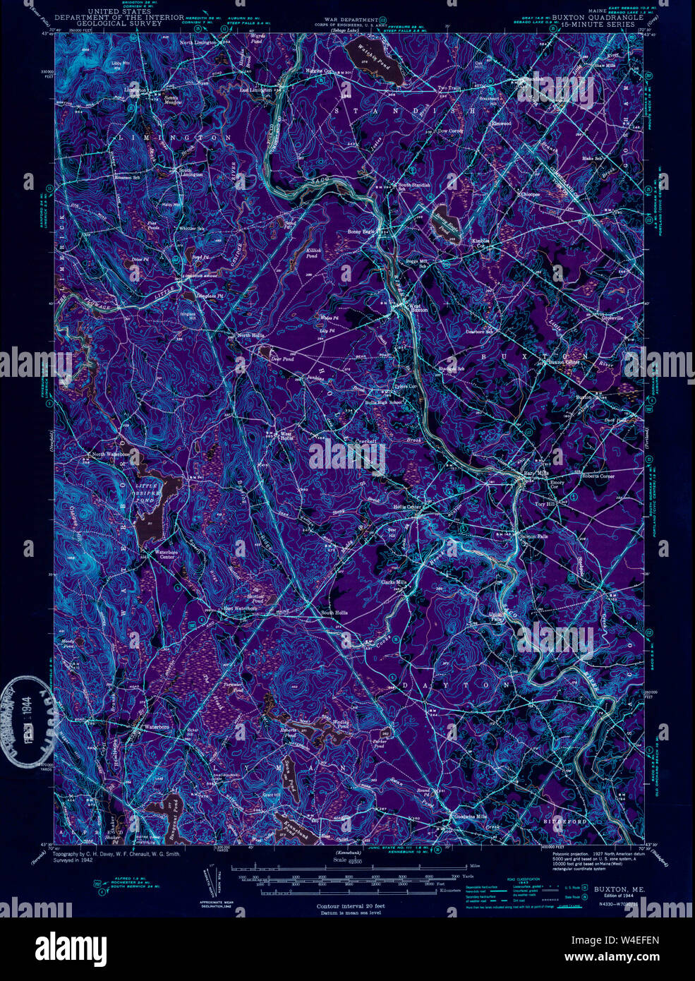 Maine USGS Historical Map Buxton 460275 1944 62500 Inversion