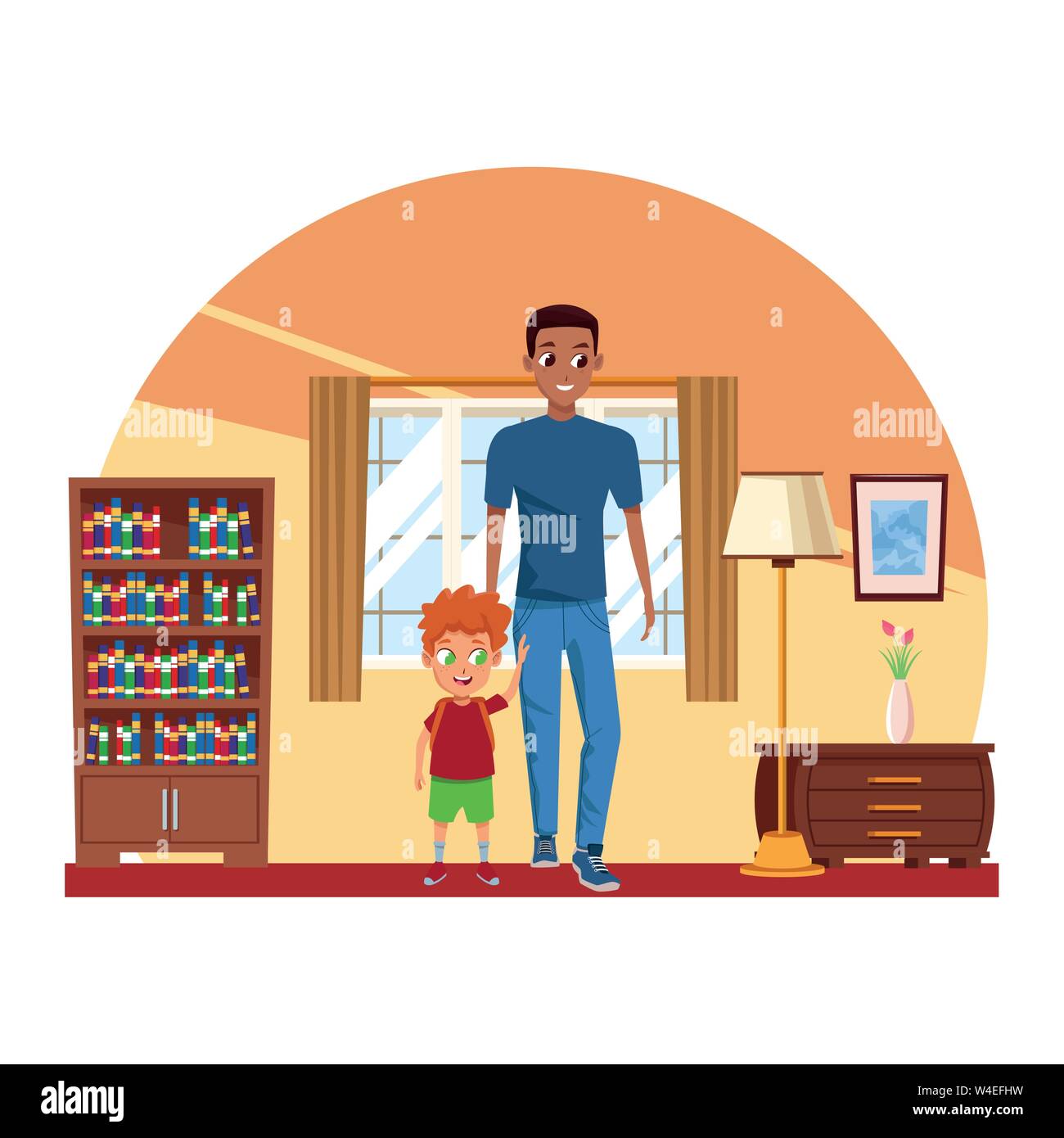 Single Father Vector Family single father with children Stock Vector Image & Art - Alamy