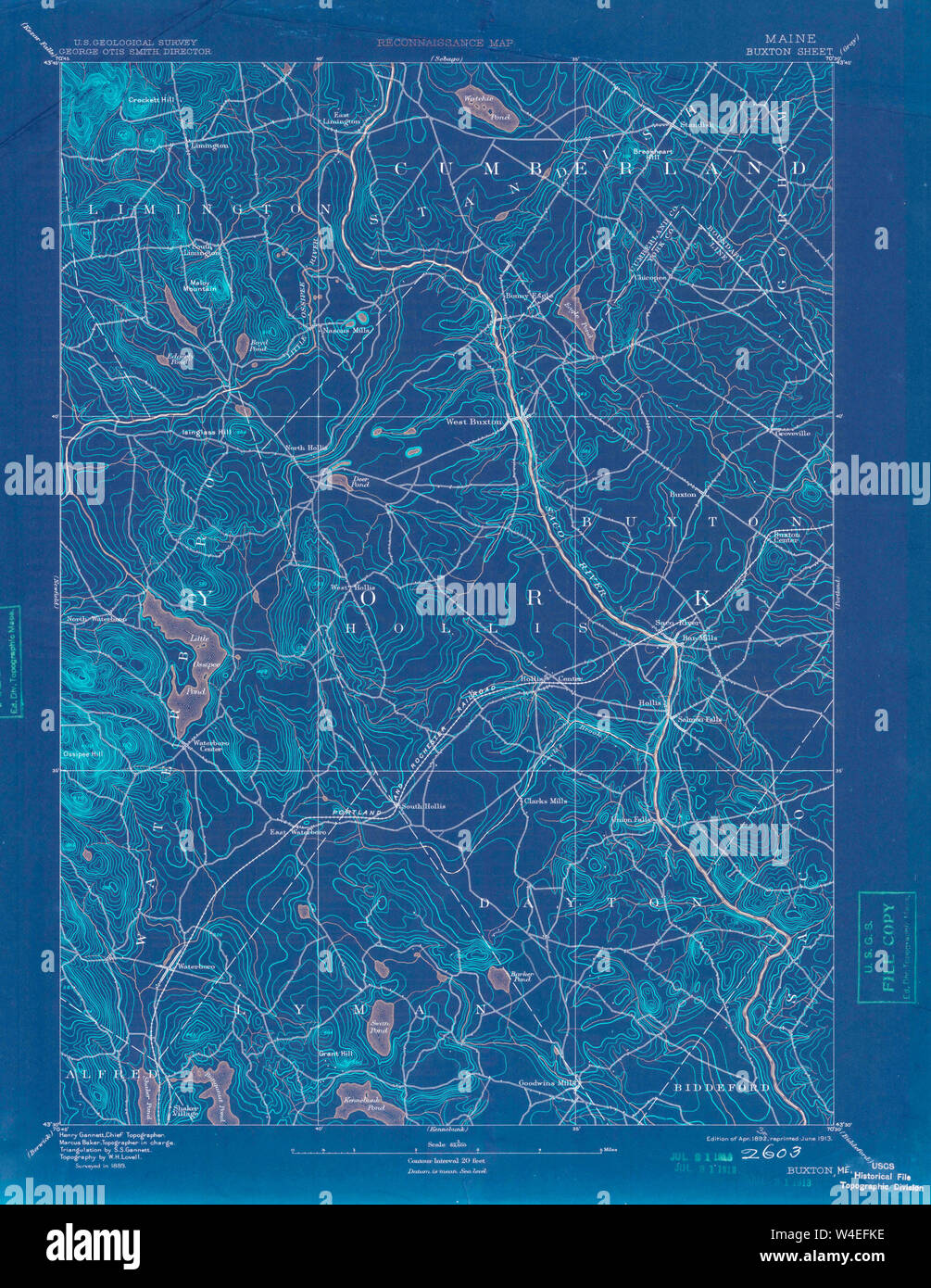 Maine USGS Historical Map Buxton 807420 1892 62500 Inversion
