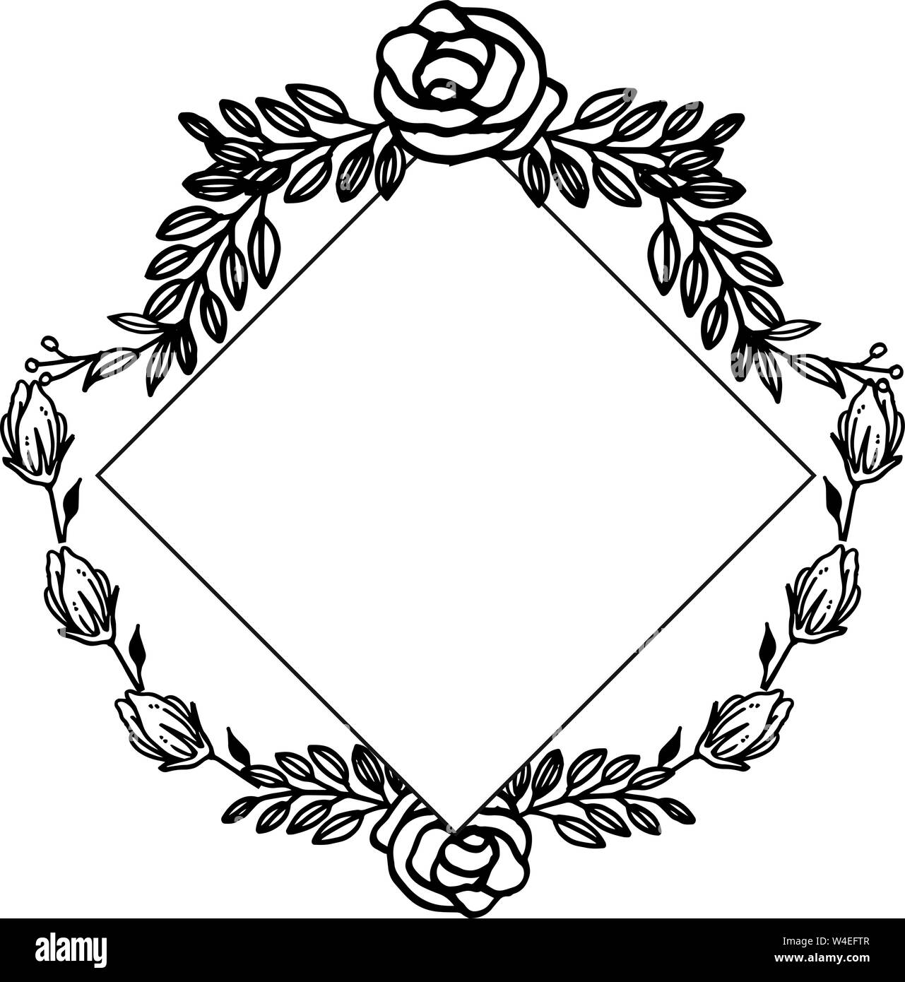 Banner For Leaves And Rose Flower Frames Blooms Vector