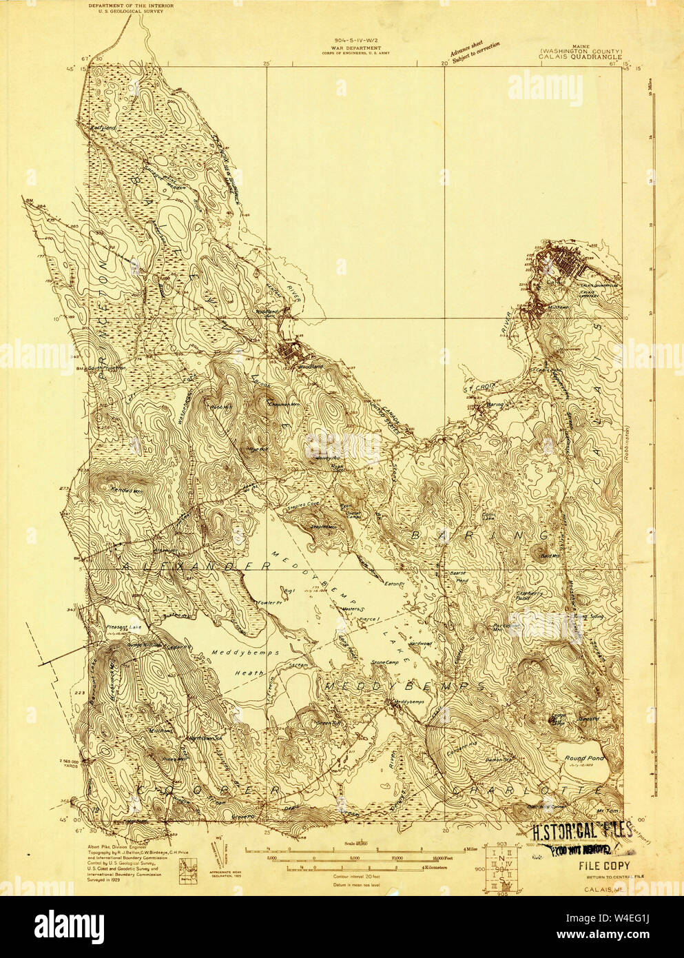 Maine USGS Historical Map Calais 807426 1929 48000 Restoration Stock