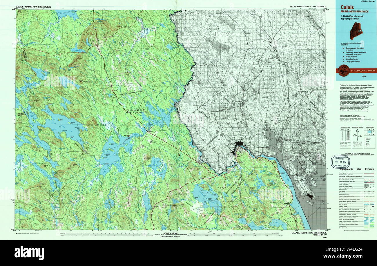 Maine USGS Historical Map Calais 807827 1994 100000 Restoration Stock