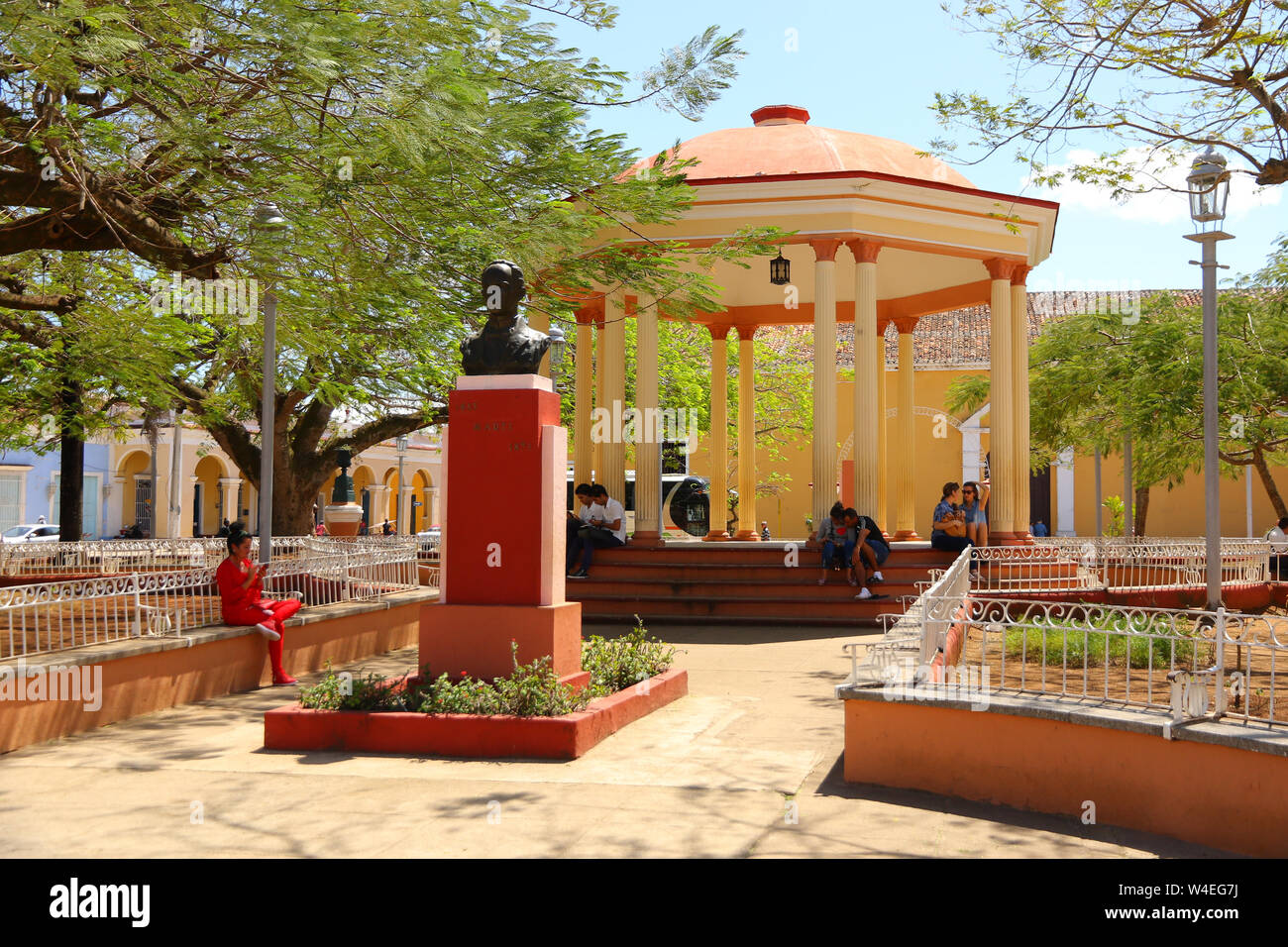 Plaza Marti in the center of Remedios in Cuba Stock Photo