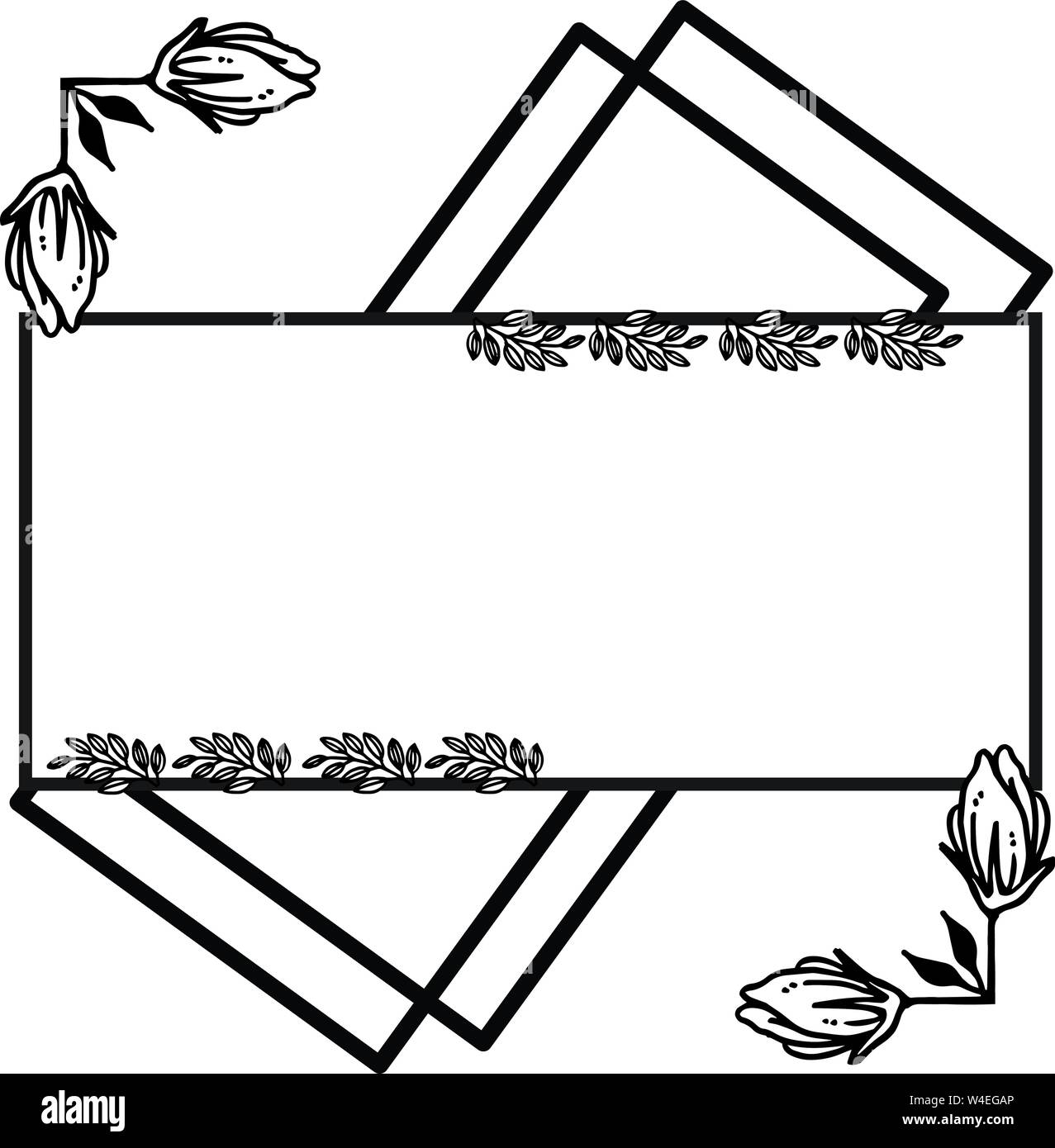 Flower frame and decorative border, on white background. Vector ...