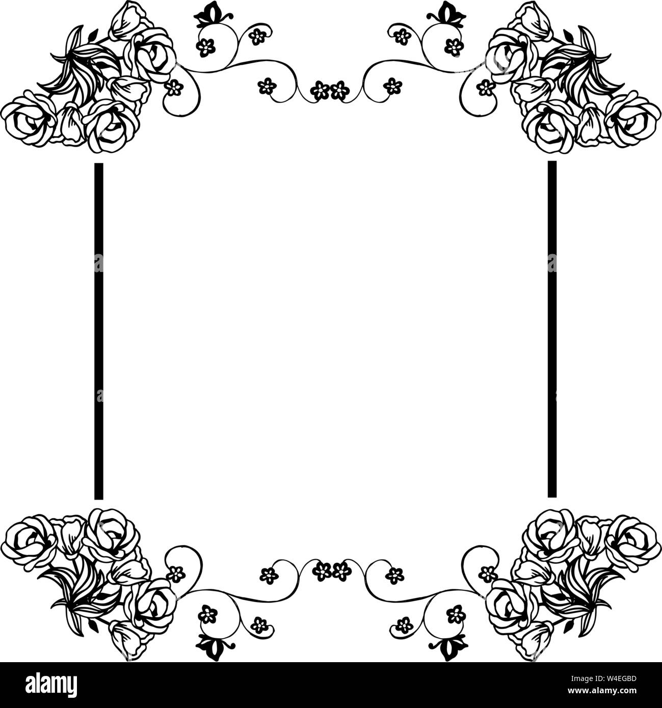 Flower border design Black and White Stock Photos & Images - Alamy