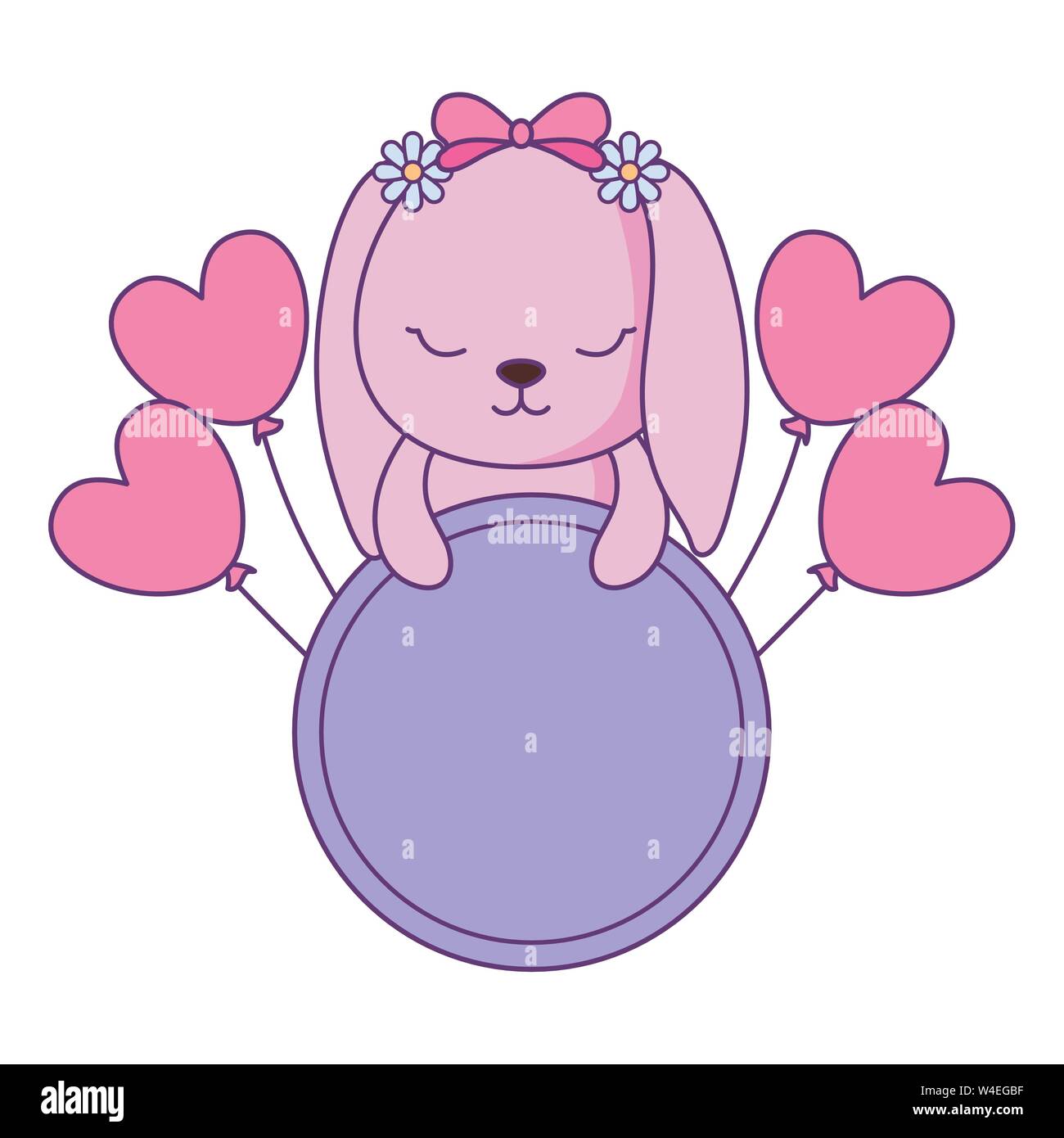 cute little bunny baby with balloons helium vector illustration design ...