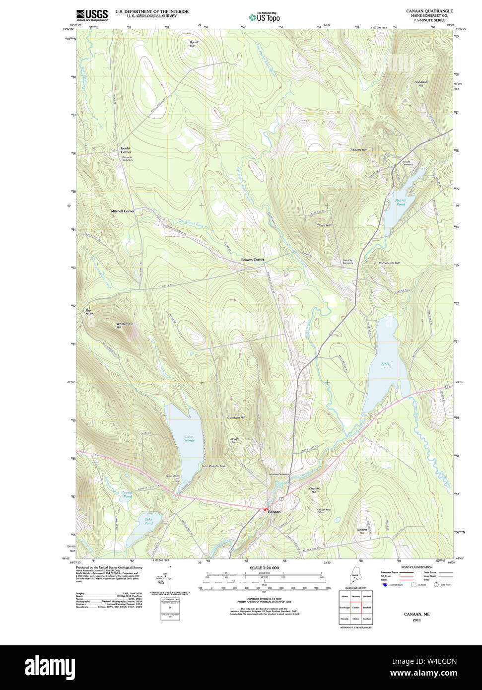 Maine USGS Historical Map Canaan 20110906 TM Restoration Stock Photo
