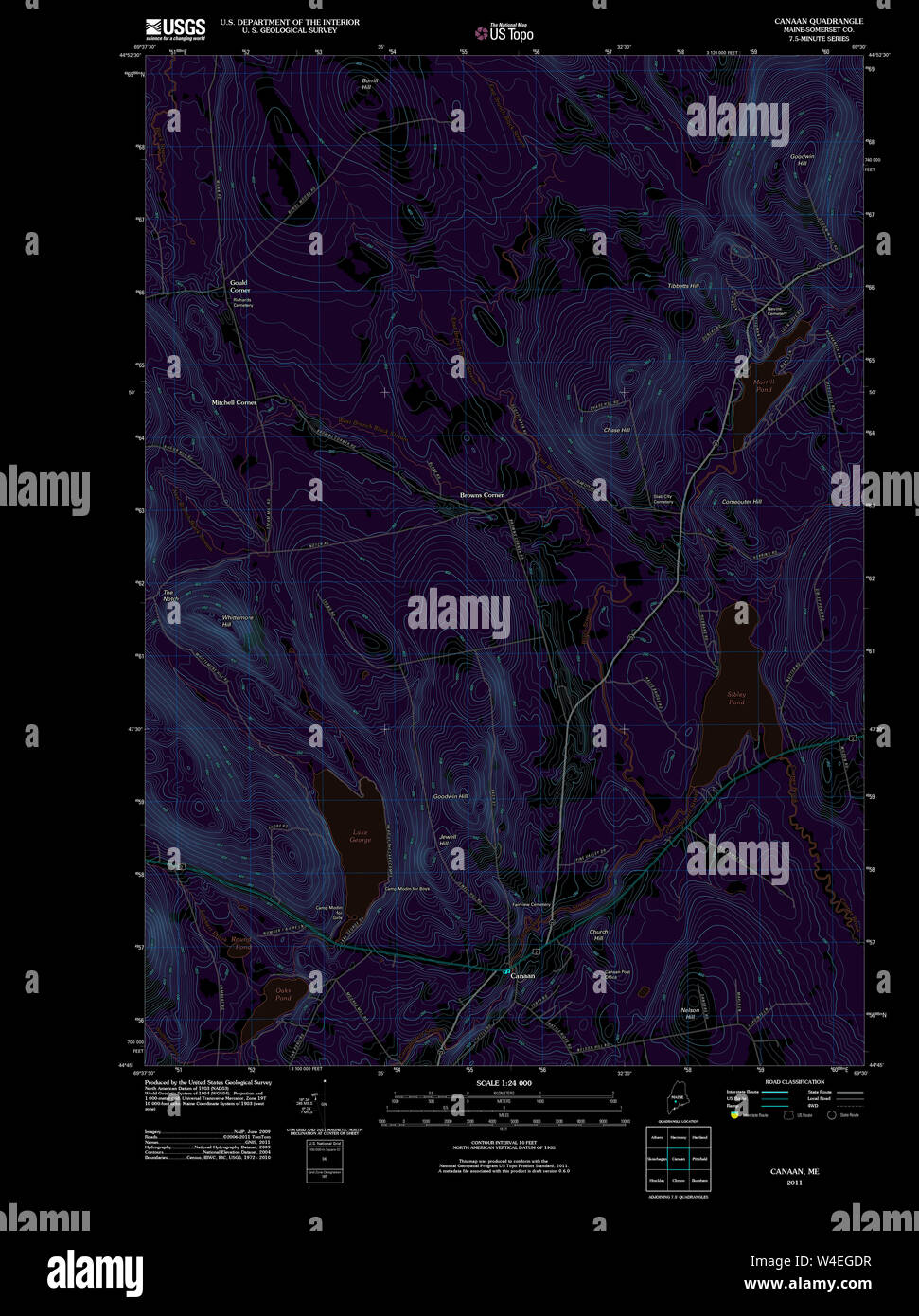 Maine USGS Historical Map Canaan 20110906 TM Inversion Restoration Stock Photo Alamy