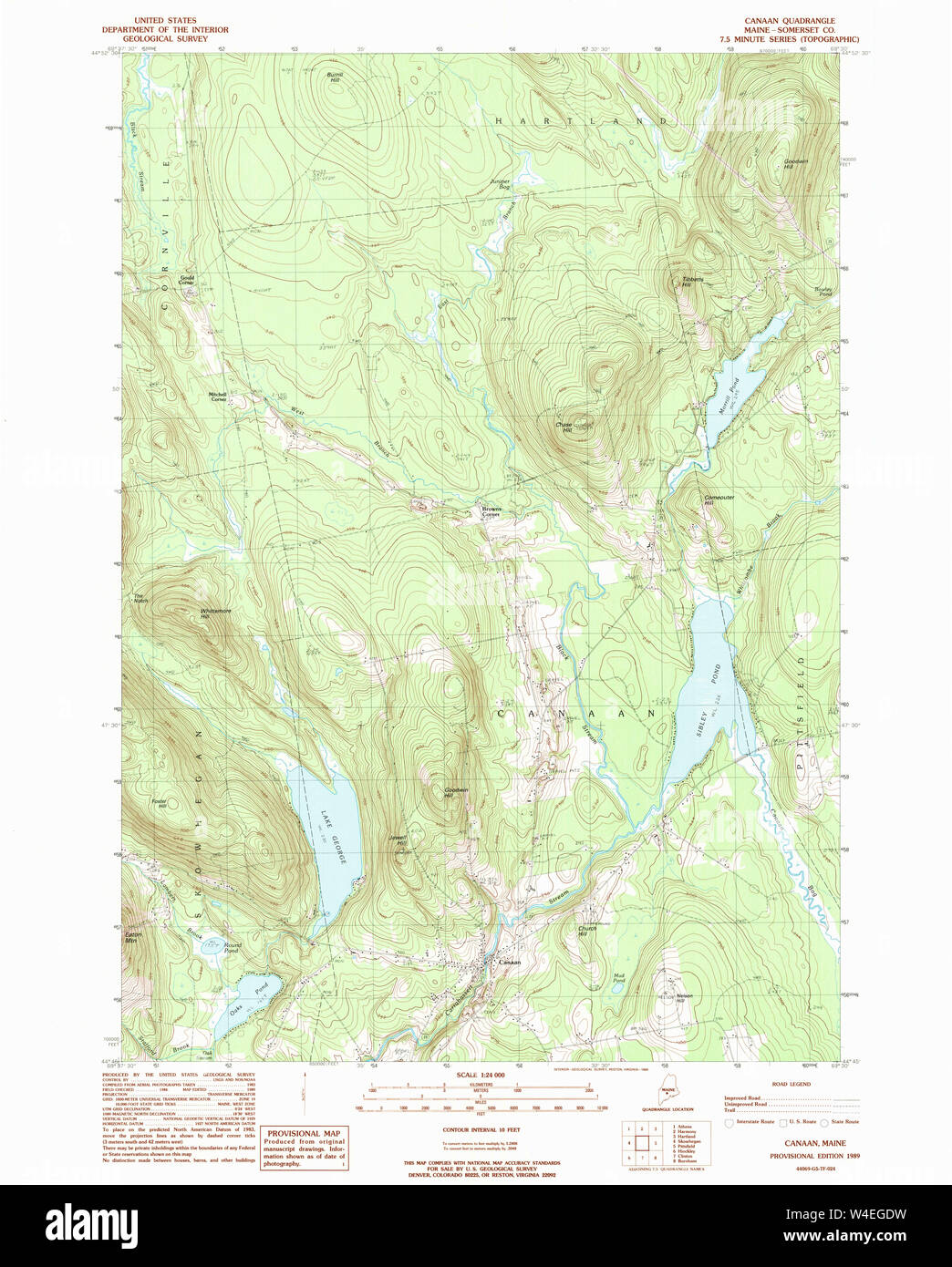 Maine USGS Historical Map Canaan 104993 1989 24000 Restoration Stock