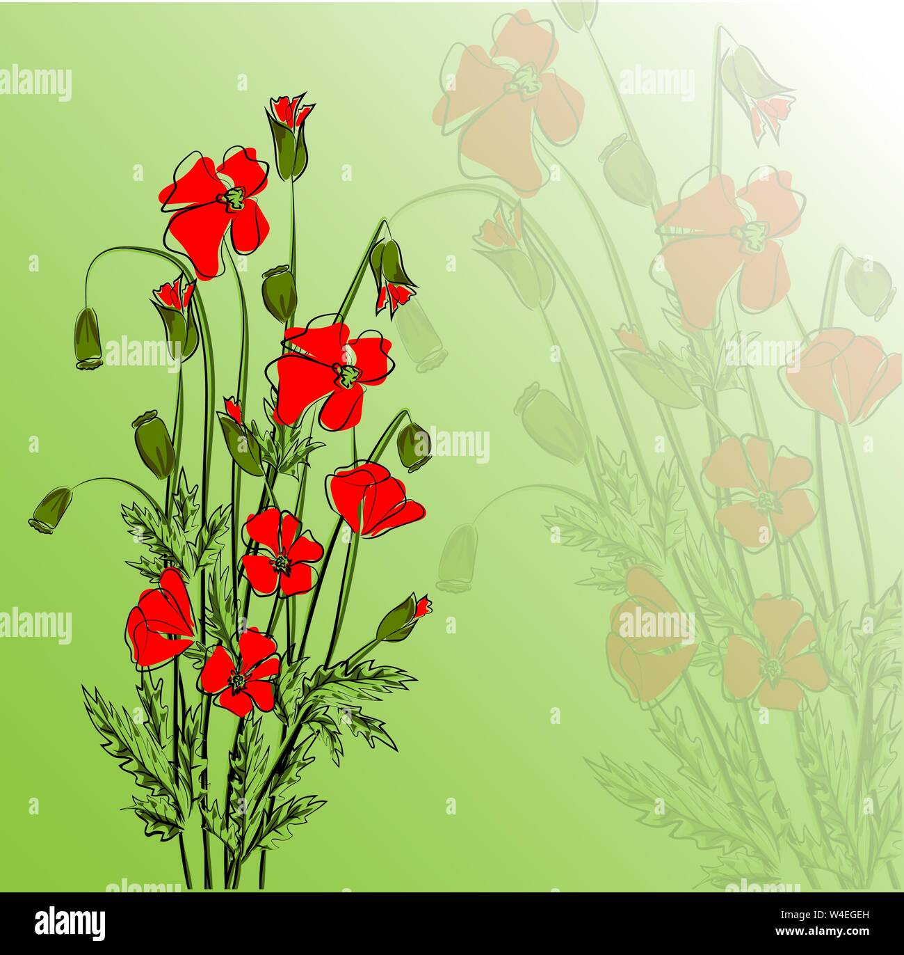 Vector illustration of bright bouquet of red poppies Stock Vector Image ...