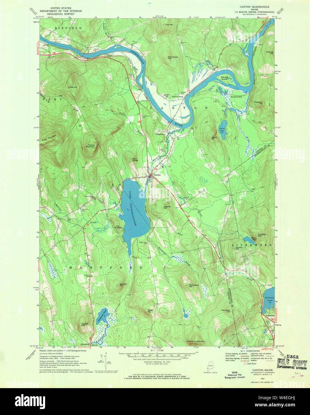 Maine USGS Historical Map Canton 806583 1967 24000 Restoration Stock ...