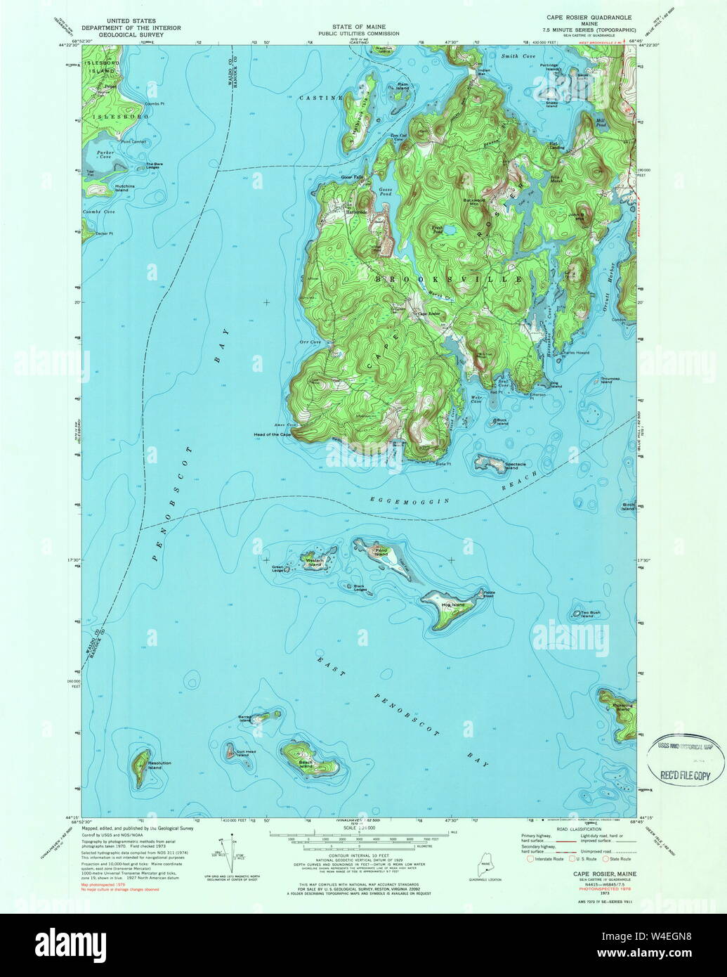 Cape Rosier Maine Map Maine Usgs Historical Map Cape Rosier 806588 1973 24000 Restoration Stock  Photo - Alamy