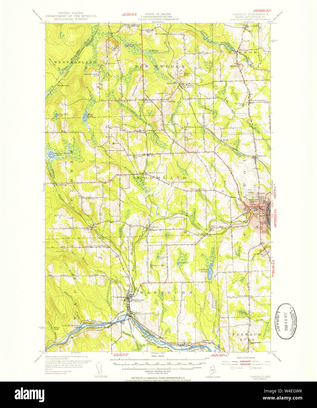 Maine USGS Historical Map Caribou 460286 1953 62500 Restoration Stock