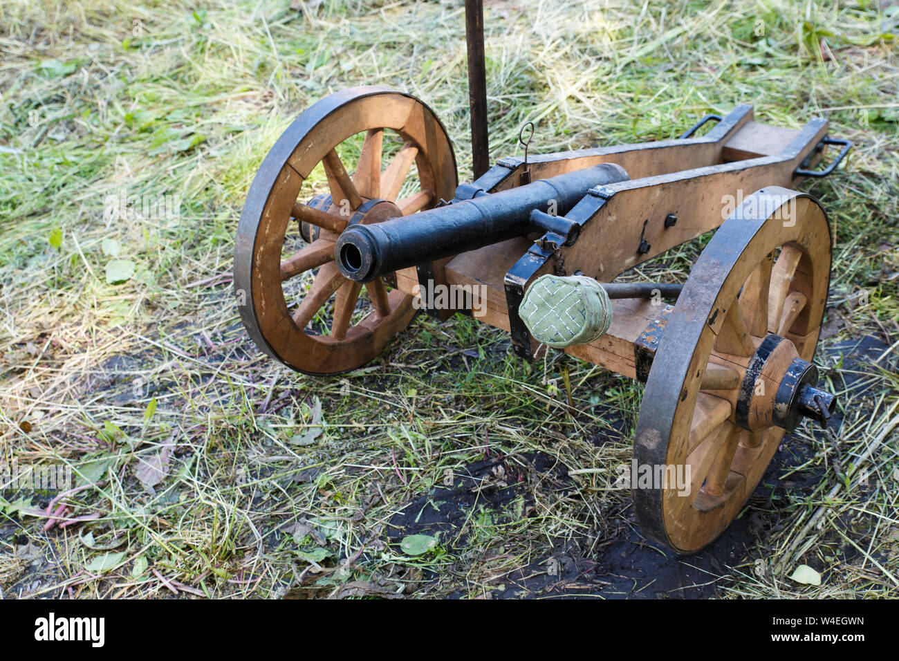 Old guns on wheels in 1812. Artillery fortress guns on wheels Stock Photo Alamy