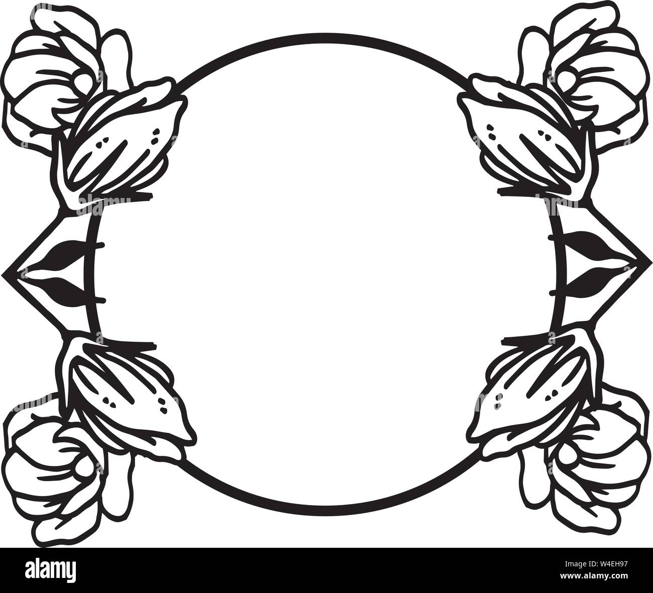 Card style with rose flower frame black and white. Vector illustration ...