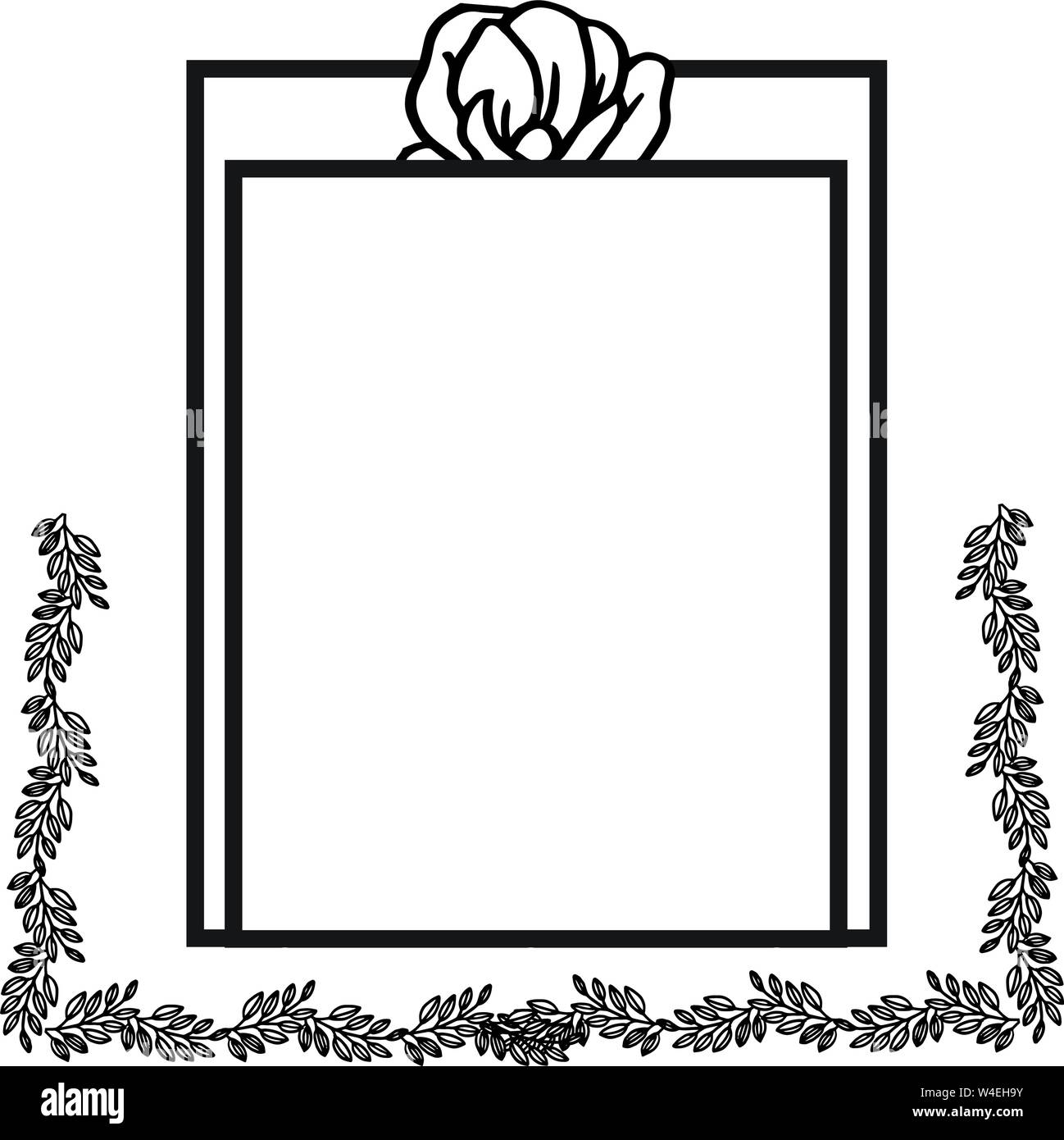 Card style with rose flower frame black and white. Vector illustration ...