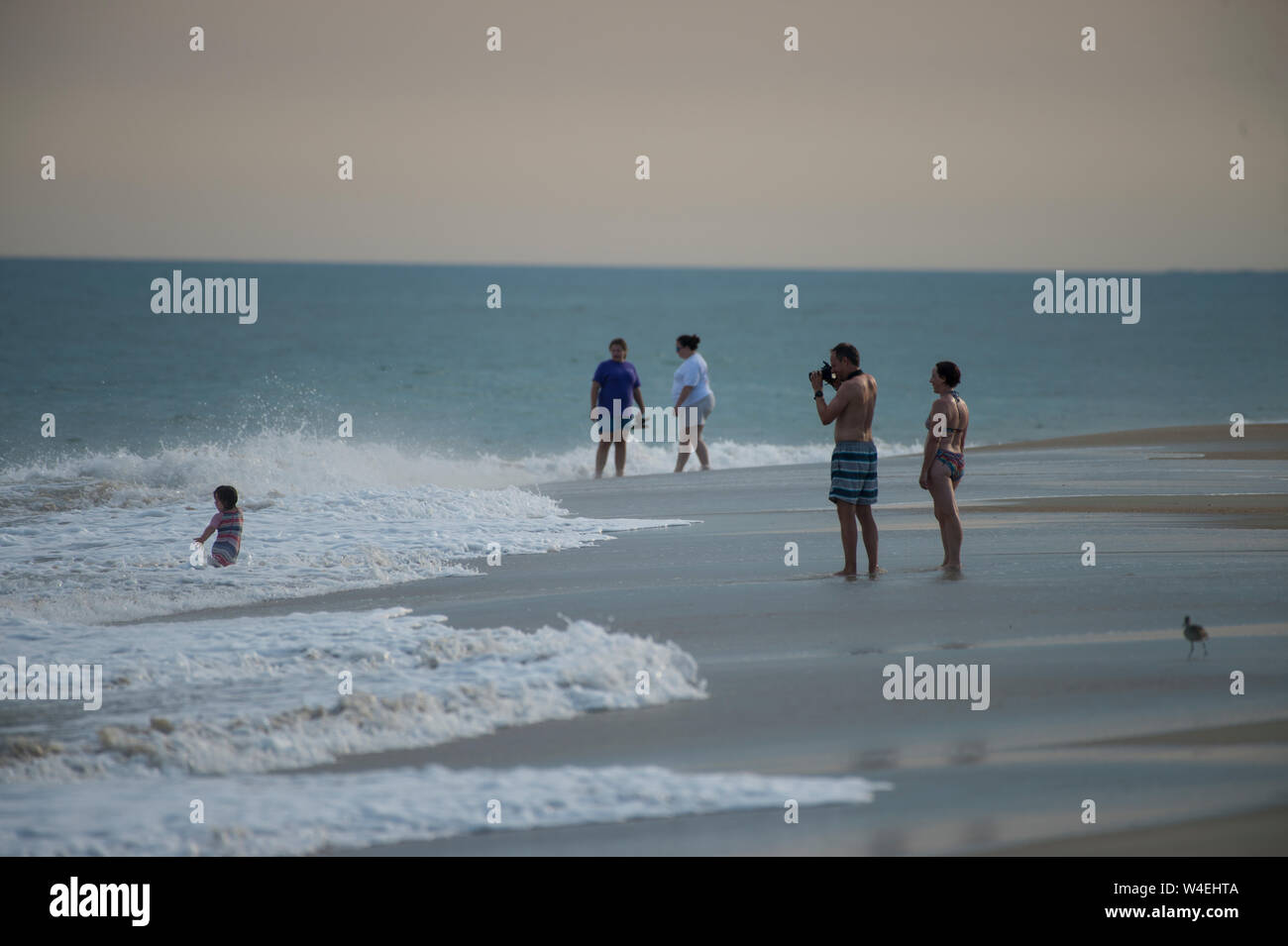 UNITED STATES July 15, 2019; Beach goers enjoy the northern shore of