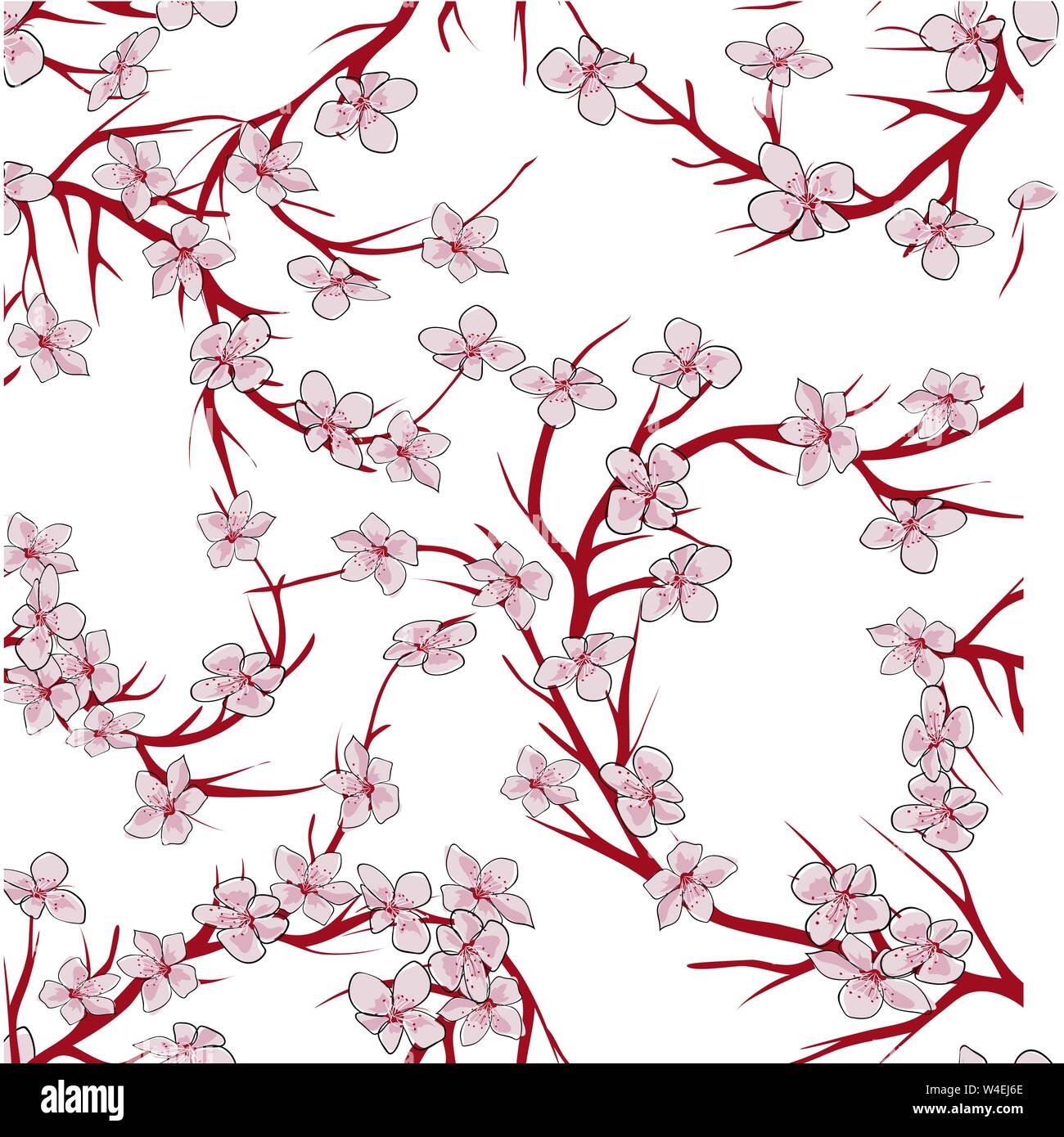 Seamless sakura branch vector illustration eps 10 Stock Vector
