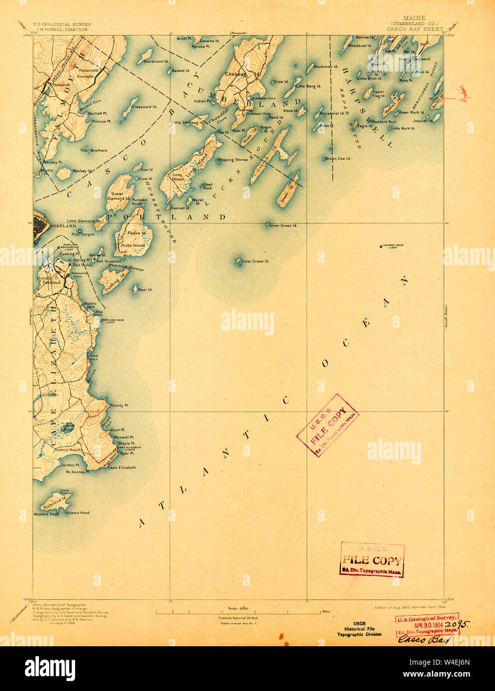 Maine USGS Historical Map Casco Bay 807437 1893 62500 Restoration Stock Photo Alamy
