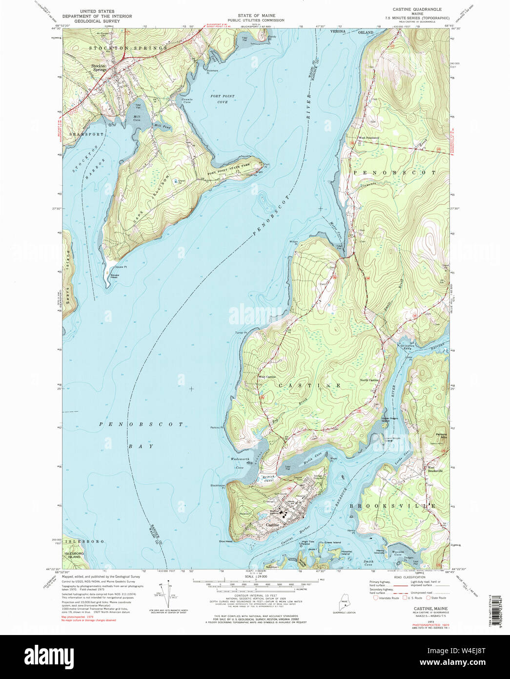 Maine USGS Historical Map Castine 105007 1973 24000 Restoration Stock