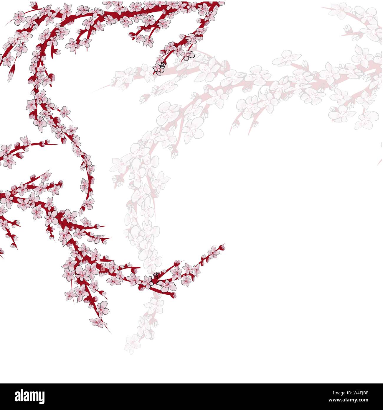 Realistic sakura japan cherry branch with blooming flowers. EPS 10 ...
