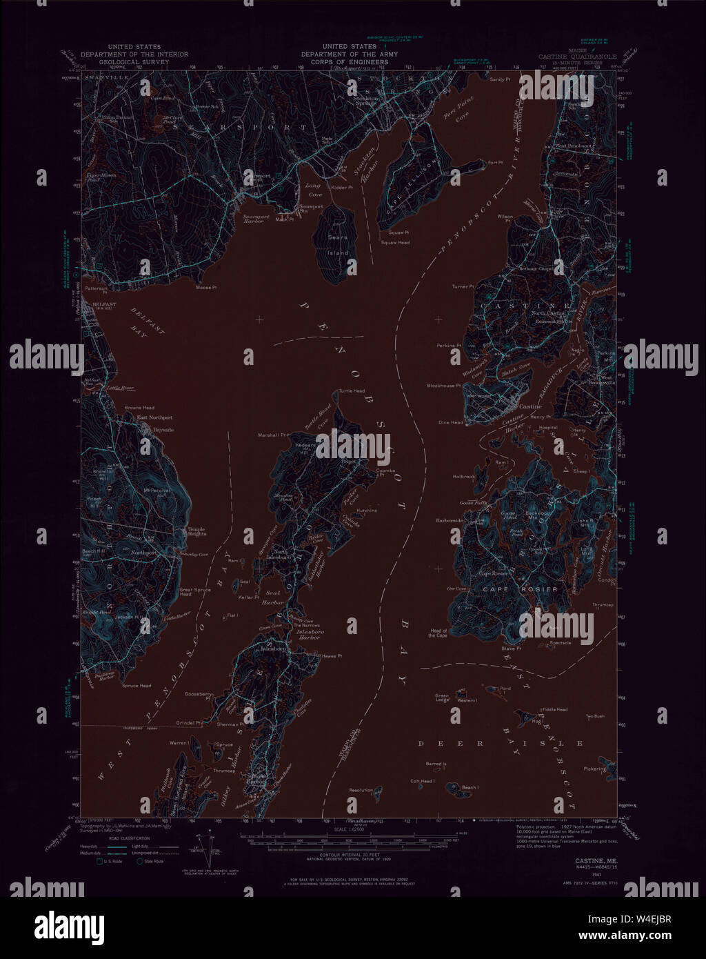 Maine USGS Historical Map Castine 306516 1941 62500 Inversion