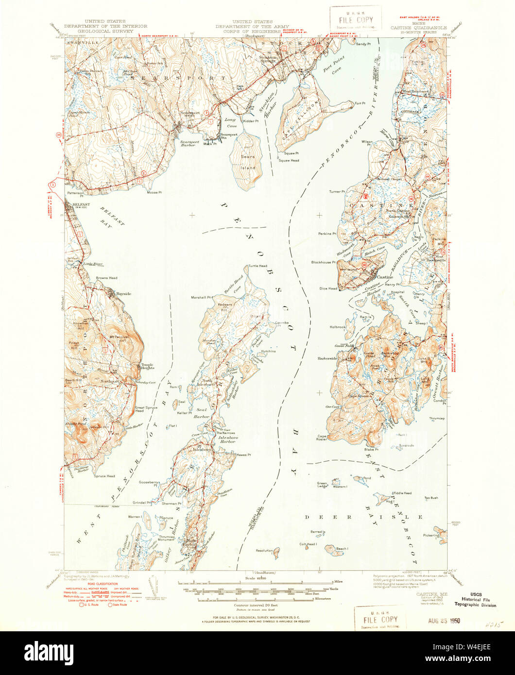 Maine USGS Historical Map Castine 460298 1943 62500 Restoration Stock