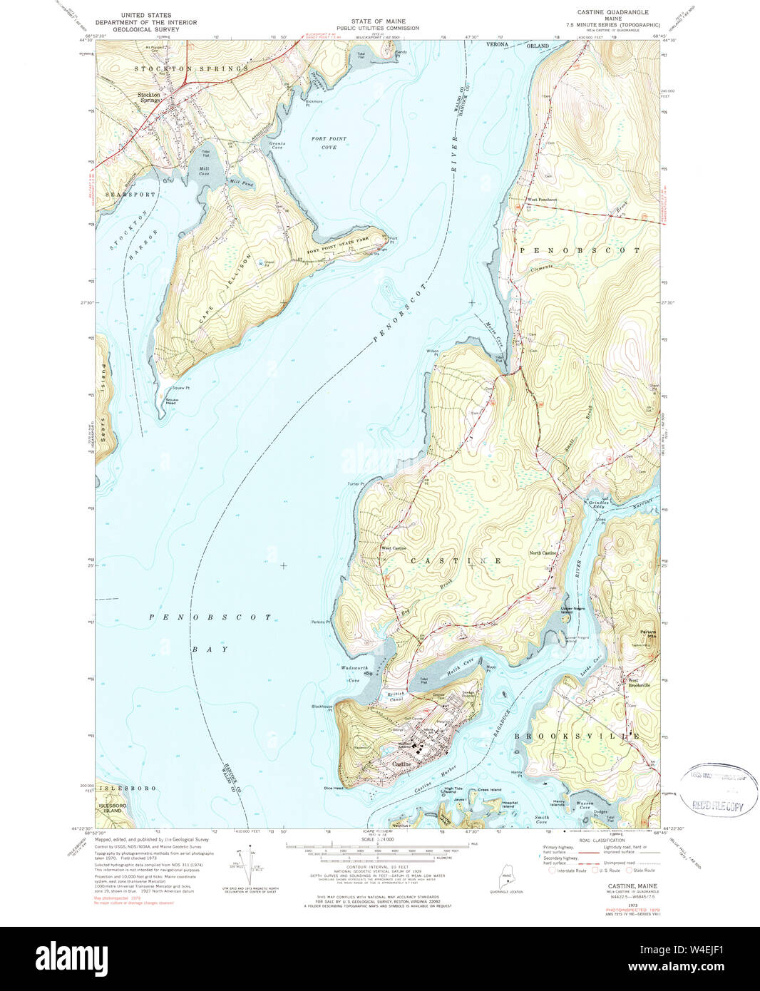 Maine USGS Historical Map Castine 460301 1973 24000 Restoration Stock
