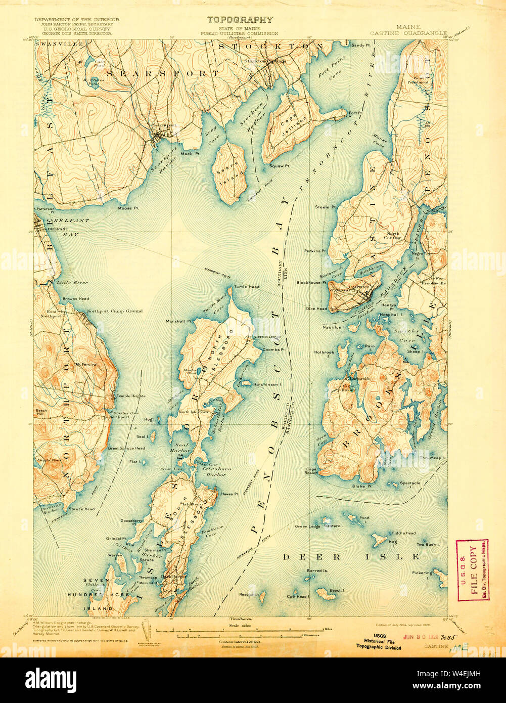 Maine USGS Historical Map Castine 807444 1904 62500 Restoration Stock Photo Alamy