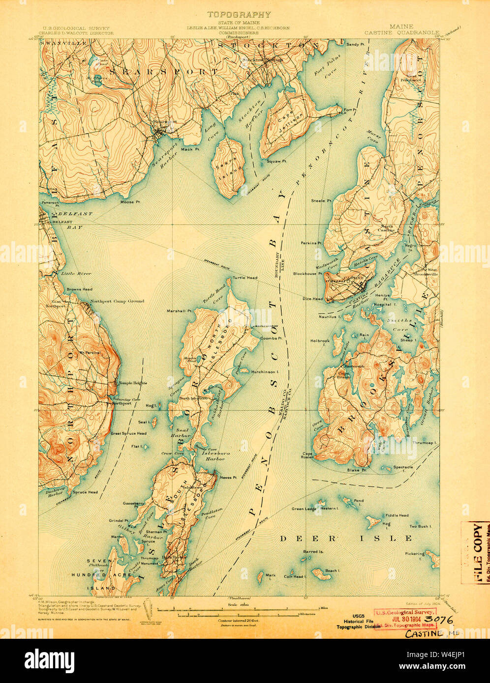 Maine USGS Historical Map Castine 807446 1904 62500 Restoration Stock