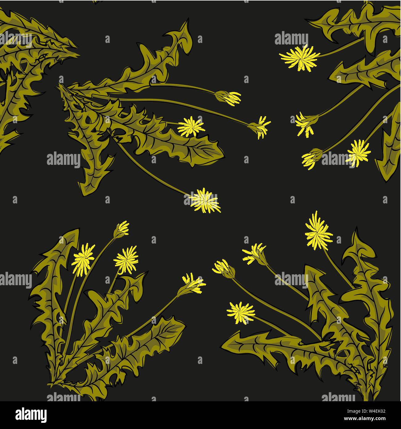 Vector seamless pattern. Flying of dandelion seeds Stock Vector