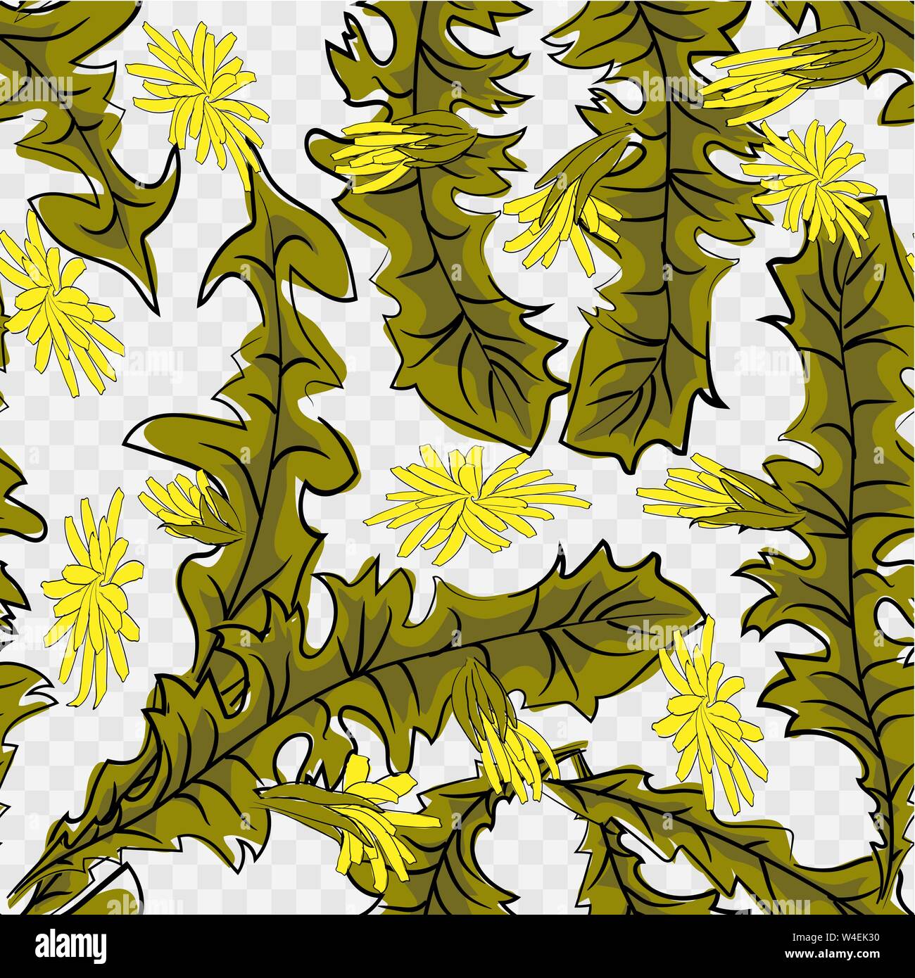 Vector seamless pattern. Flying of dandelion seeds Stock Vector