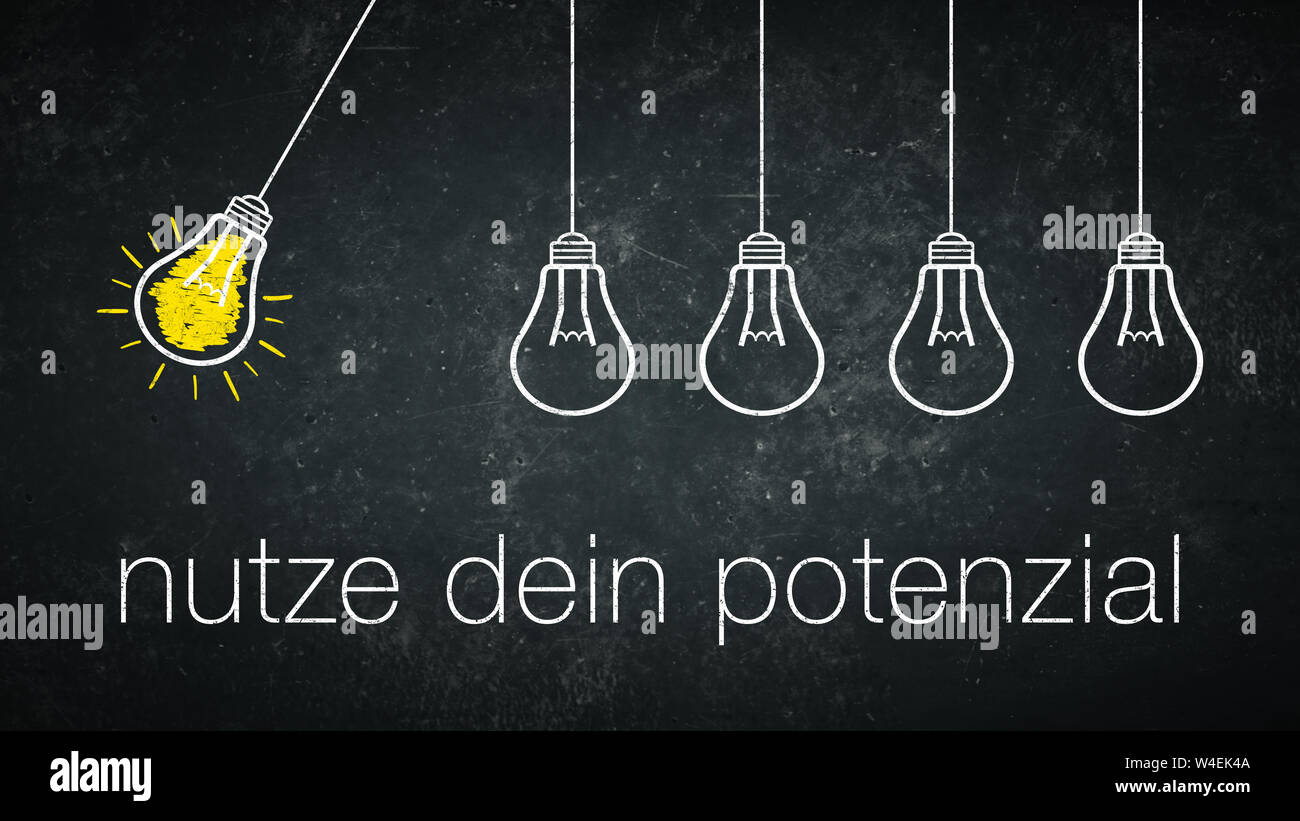 Graphic: 'nutze dein potenzial'  in german language. Translation: use your potential Stock Photo