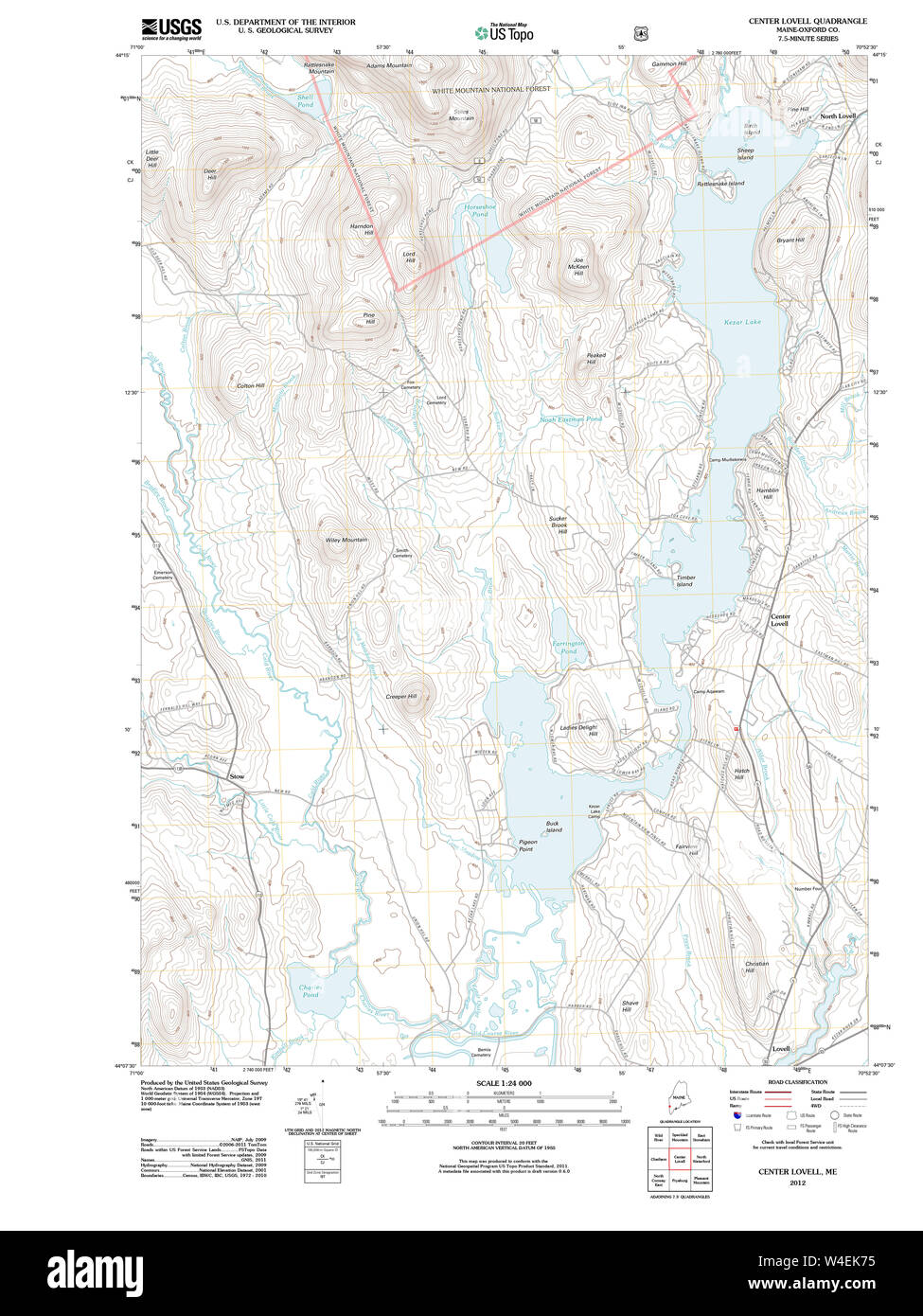 Maine USGS Historical Map Center Lovell 20120118 TM Restoration Stock Photo
