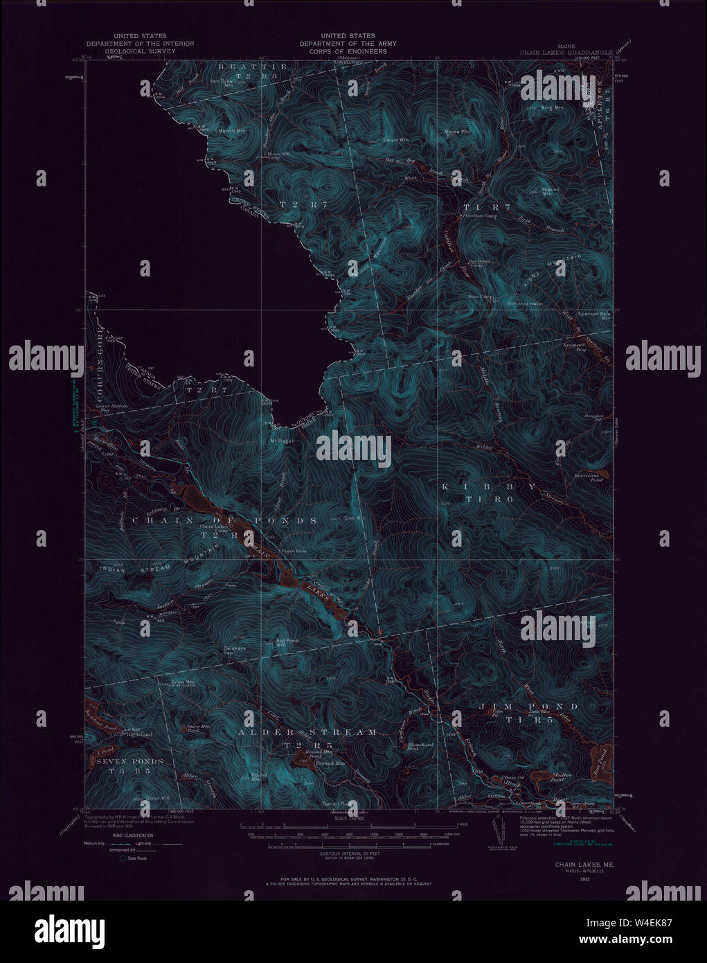 Maine USGS Historical Map Chain Lakes 306519 1932 62500 Inversion ...