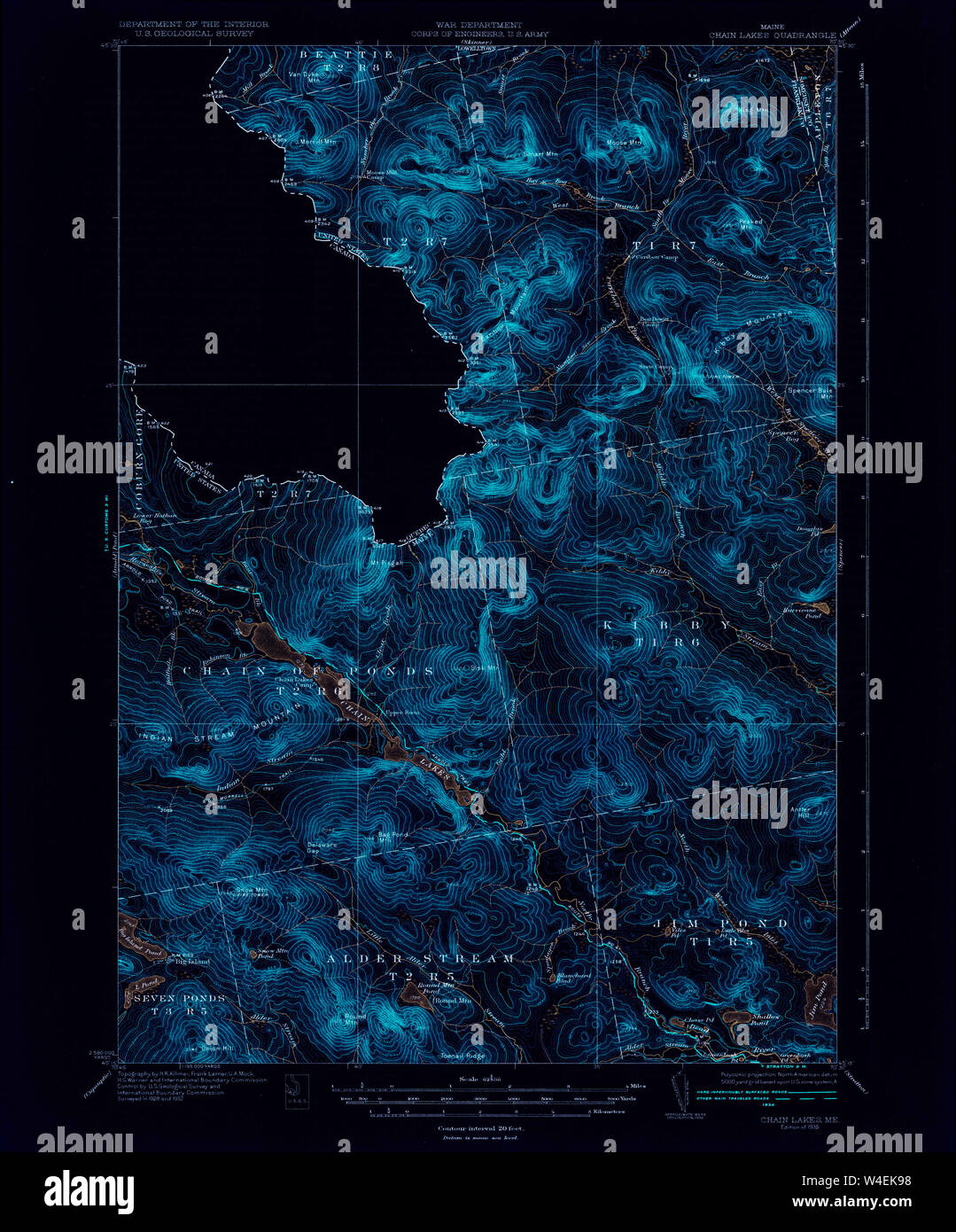 Maine USGS Historical Map Chain Lakes 460307 1935 62500 Inversion ...