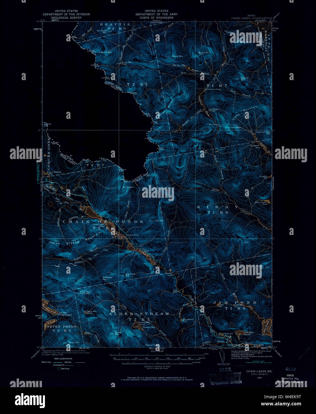 Maine USGS Historical Map Chain Lakes 460310 1932 62500 Inversion ...