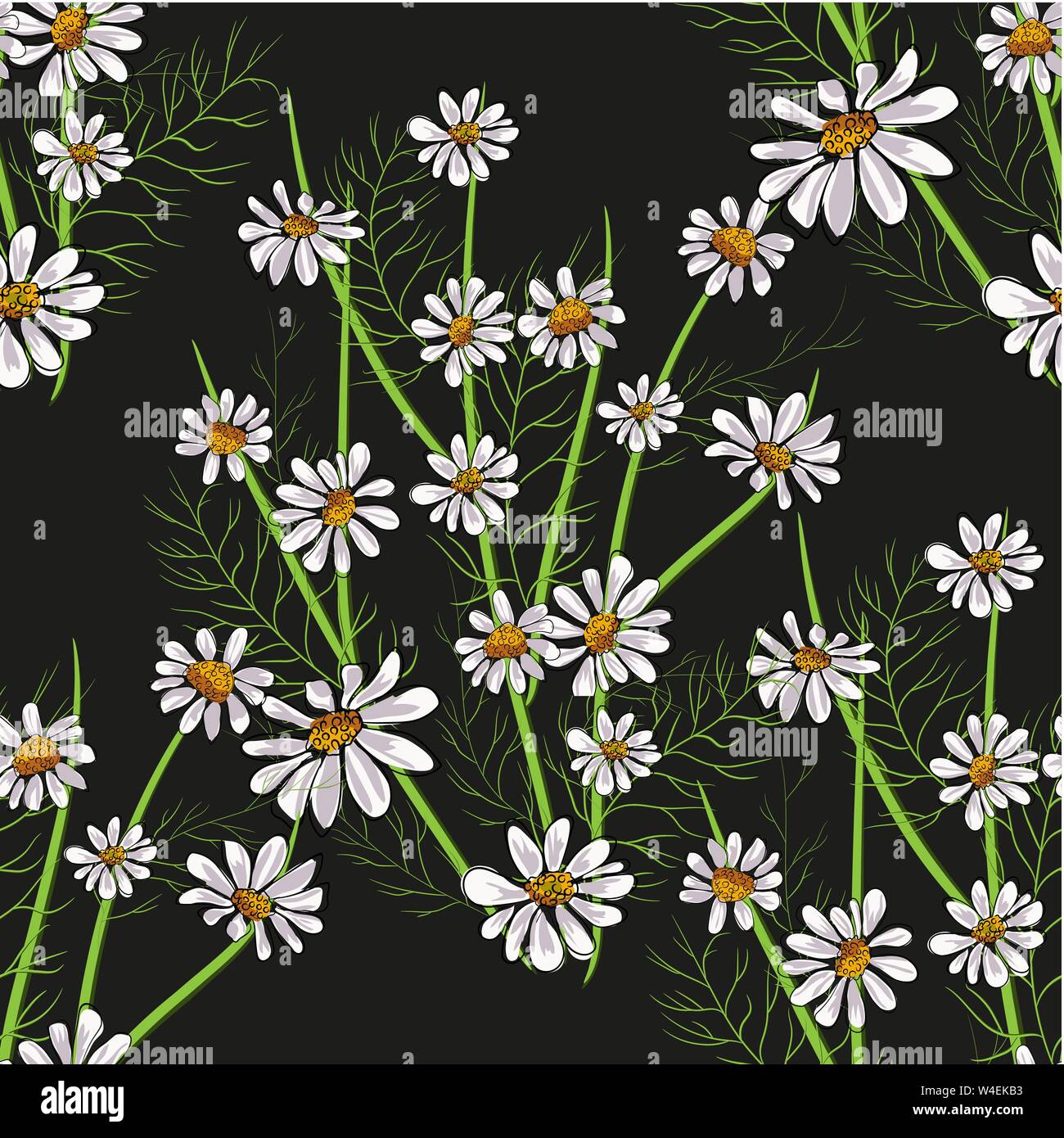 Delicate seamless pattern with chamomile . Vector illustration Stock ...