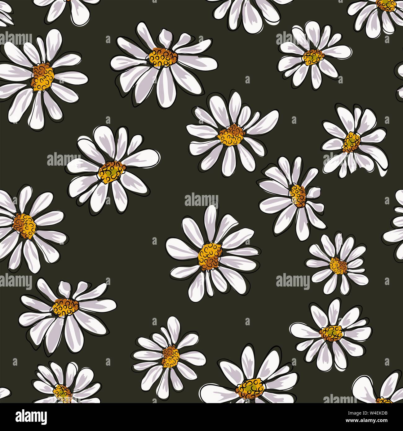 Floral flower background with daises chamomiles. Vector Stock Vector