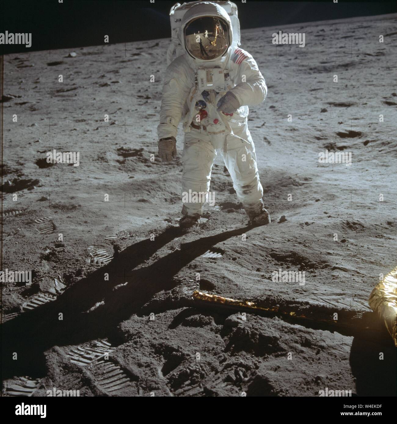 Apollo 11 mission commander Neil Armstrong took this iconic photograph of Buzz Aldrin walking on the moon.  Credit NASA/Capital / MediaPunch  ** USA ONLY** Stock Photo