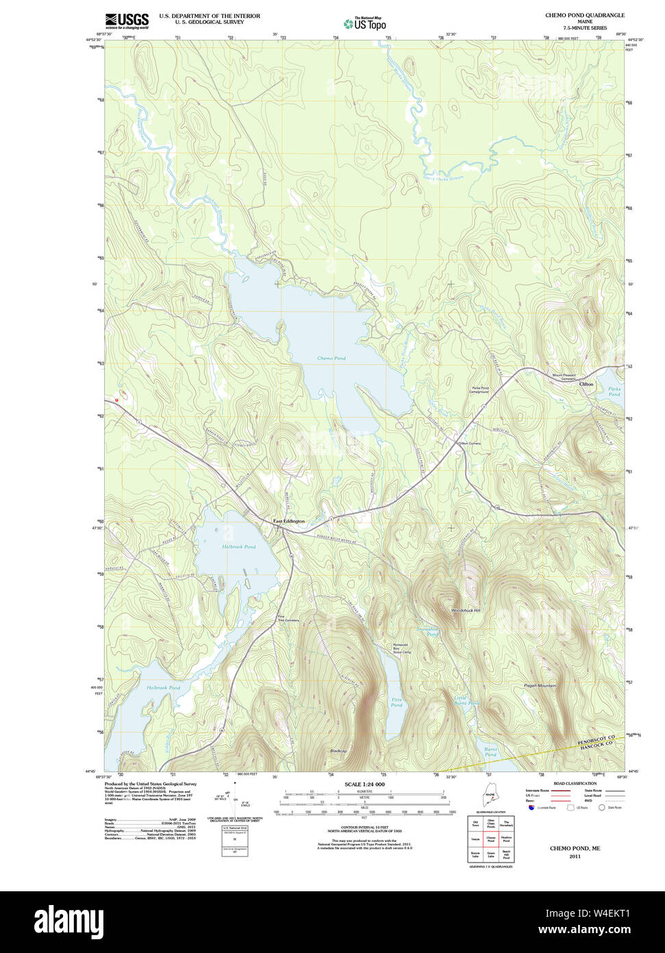 Maine USGS Historical Map Chemo Pond 20110909 TM Restoration Stock